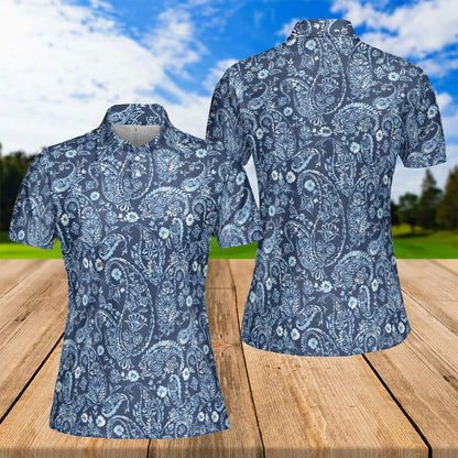 Petthouse | Paisley Pattern Floral Tribal Pattern Women's Polo Shirts Golfing Style Sports Lover