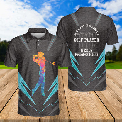 Petthouse | Colorful Golf Player Polo Shirt For Men Golf Swing Golf Style Shirt One More Golfer Polo Shirt Men Golfer