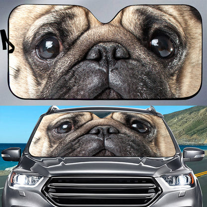 Petthouse | Pug Dog Big Face Car Sunshade Love Dog Car Accessories Pet's Lovers Gift Dog Owners Gift