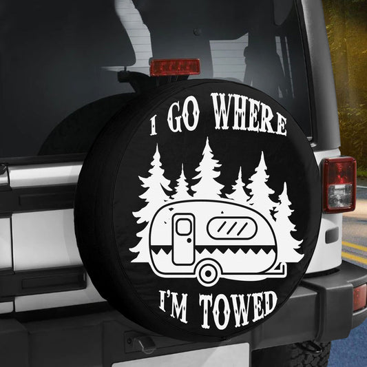 Petthouse | Camping Spare Tire Covers Forest Camping Wheel Cover I Go Where I'm Towed Wheel Tire Wheel