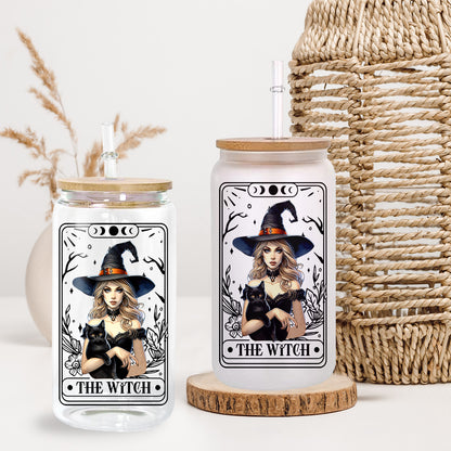 Petthouse | The Witch Tarot Ice Coffee Cup, Ice Coffee Witch Halloween Glass Can With Lid And Straw