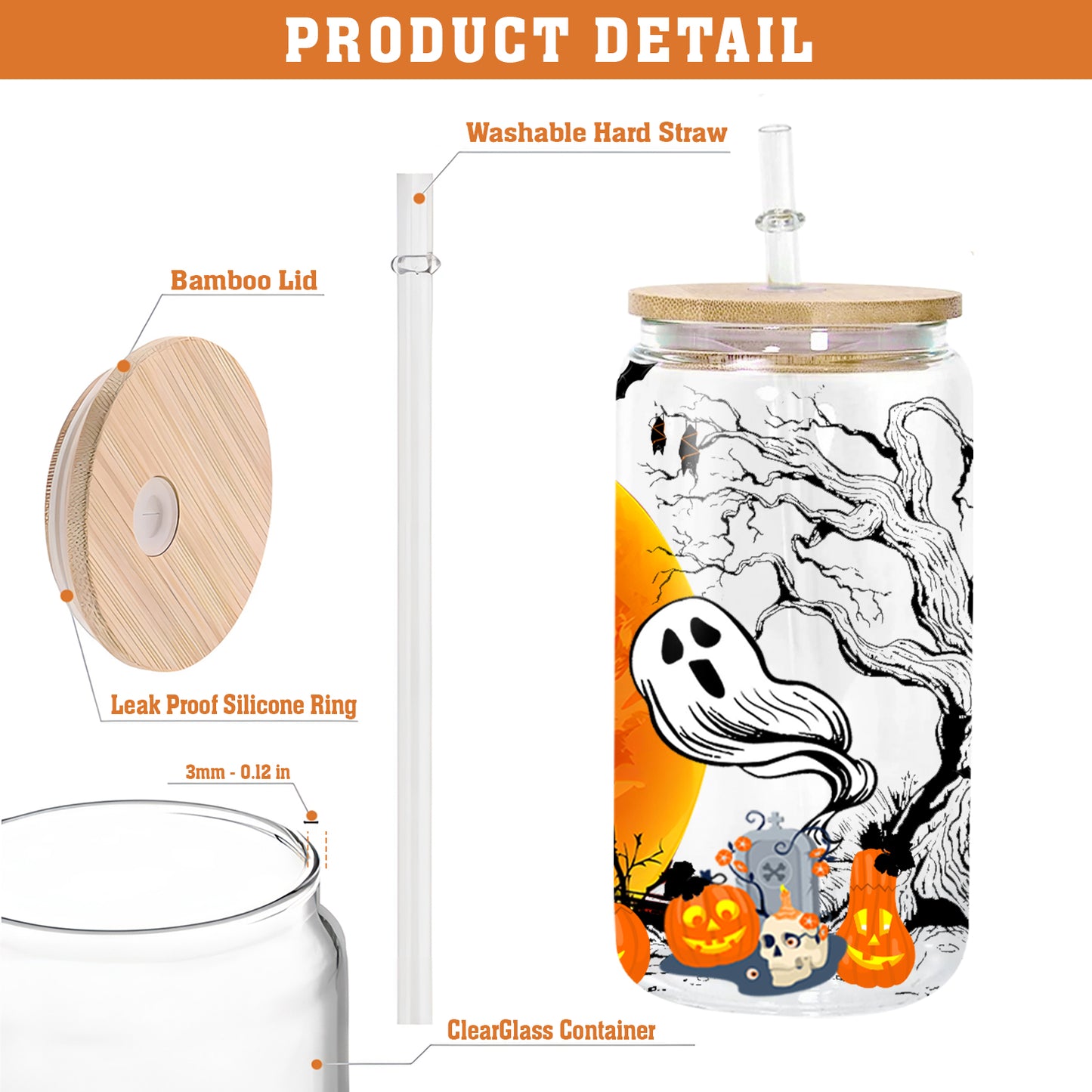 Petthouse | Halloween At The Witches Forest Vintage Glass Can, Halloween Spooky Vibes, Iced Coffee Cup