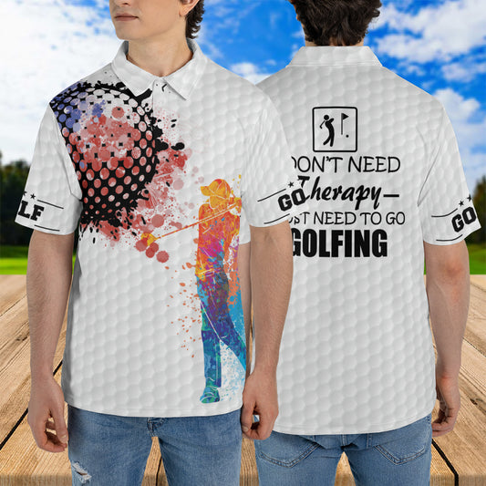 Petthouse | Colorful Golfer Men Polo Shirts Golfing Is Therapy Polo Style Shirt Golf Man Sports Shirt Golfing Lover