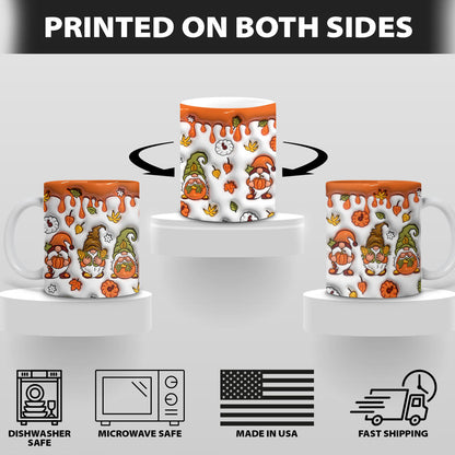 Petthouse | Gnomes Fall 3d Inflated Effect Mug, Fall Vibes Inflated Sublimation Halloween Coffee Mug