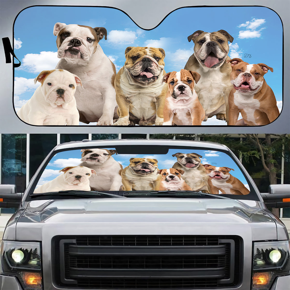 Petthouse | Dog Family Sun Shade Car Sun Shade Windshield Dog Sunshade Golden Retriever Dog Under Blue Sky