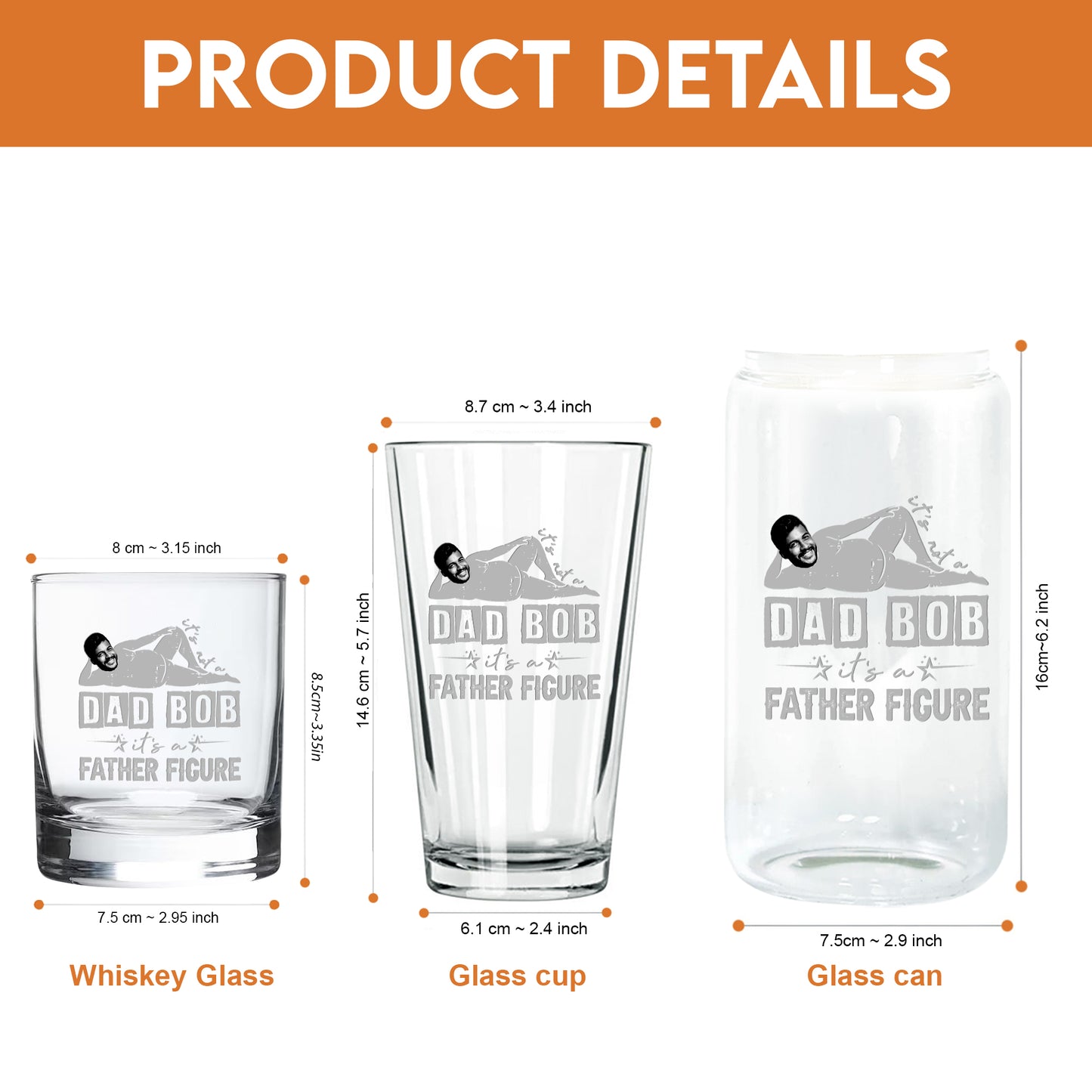 Petthouse | Custom Photo Dad Gift, It's Not A Dad Bod It's A Father Figure Funny Whiskey Glass