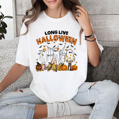 Petthouse | Long Live Halloween Vintage Women Shirt, Spooky Season Tshirt, Cute Ghost Thick Thighs