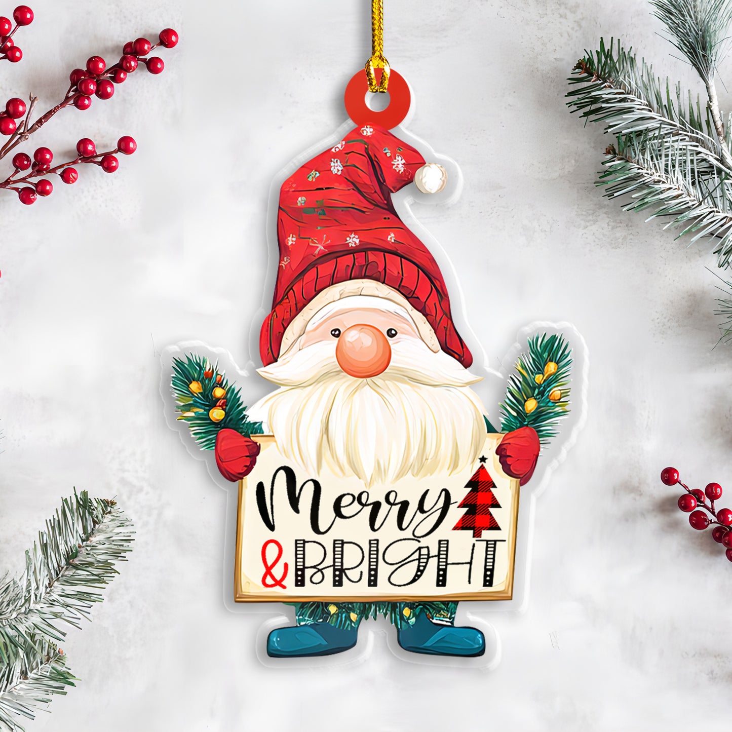 Petthouse | Christmas Gnome Ornaments Hanging, Christmas Gift, Mary And Bright Gnome, Christmas Ornament