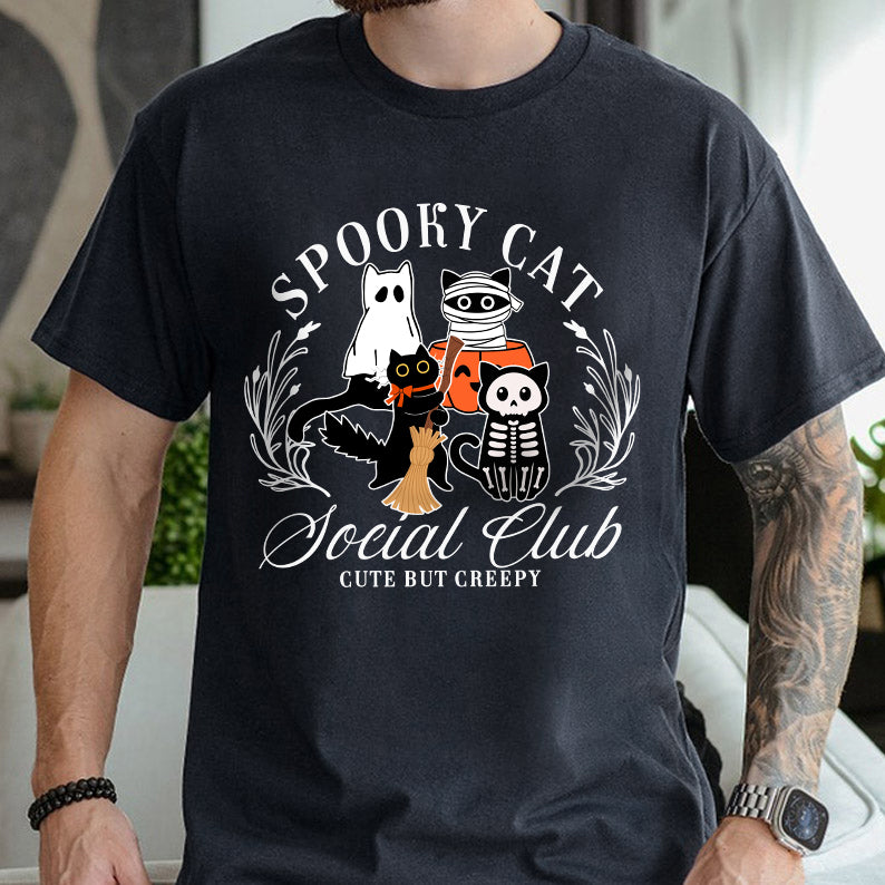 Petthouse | Spooky Cat Social Club Shirt, Halloween Cat Shirt,Cat Lover Shirt, Funny Ghost Cat