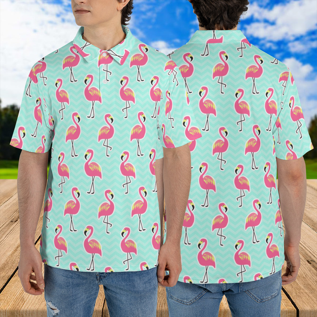 Petthouse | Retro Flamingo Seamless Polo Shirt Cartoon Flamingo Wind Animal Sport Shirt Flamingo Lovers Gift Idea