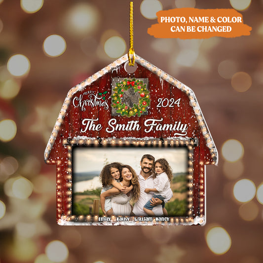 Petthouse | Customized Family 2024 Red Barn Christmas Ornament, Red Barn, Barn House 2024, Christmas Family