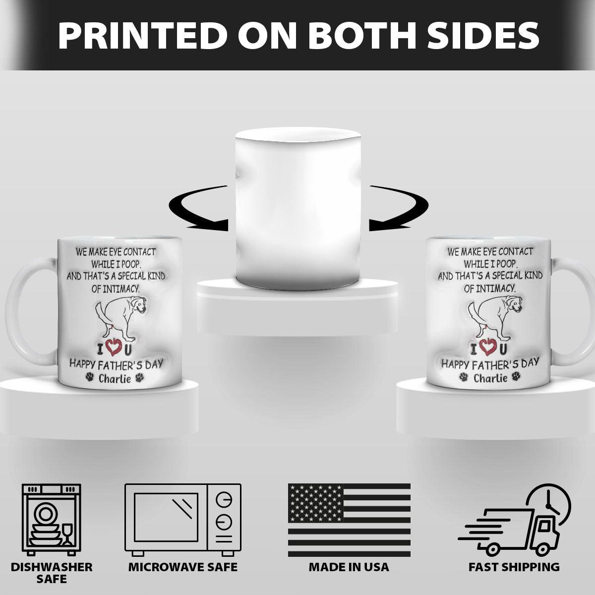 Petthouse | Custom We Make Eye Contact While I Poop 3d Inflated Effect Printed Mug , Father's Day