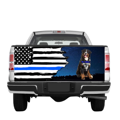 Petthouse | Tailgate Wrap Police Bernese Mountain The Thin Blue Line Tailgate Wrap US Flag Truck Tailgate