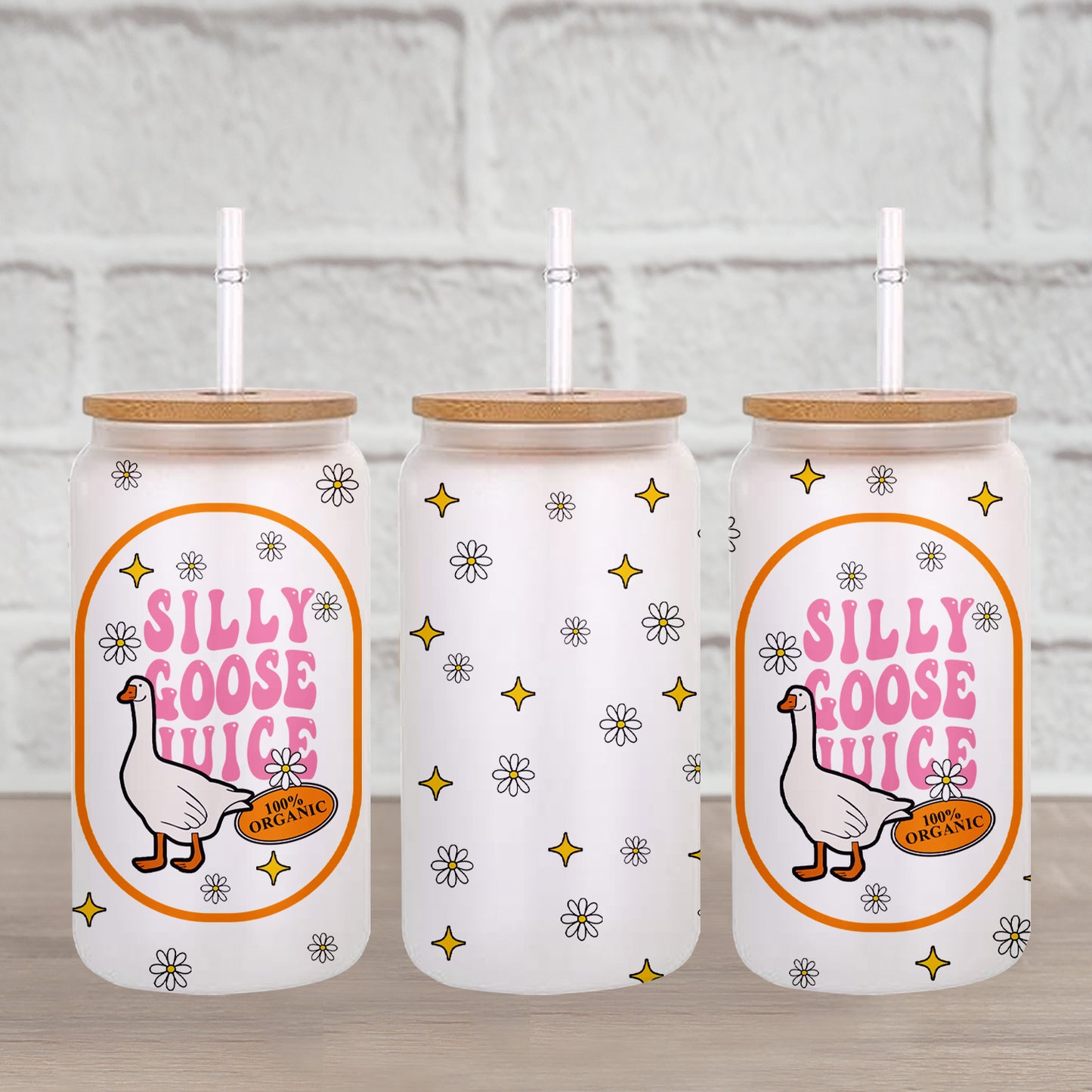 Petthouse | Silly Goose Juice Glass Can, Funny Silly Goose Iced Coffee Cup, Silly Goose Juice