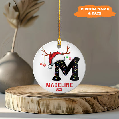 Petthouse | Personalized Letter Name Ornament Family Christmas Ornament, Monogram Alphabet Xmas Ornament