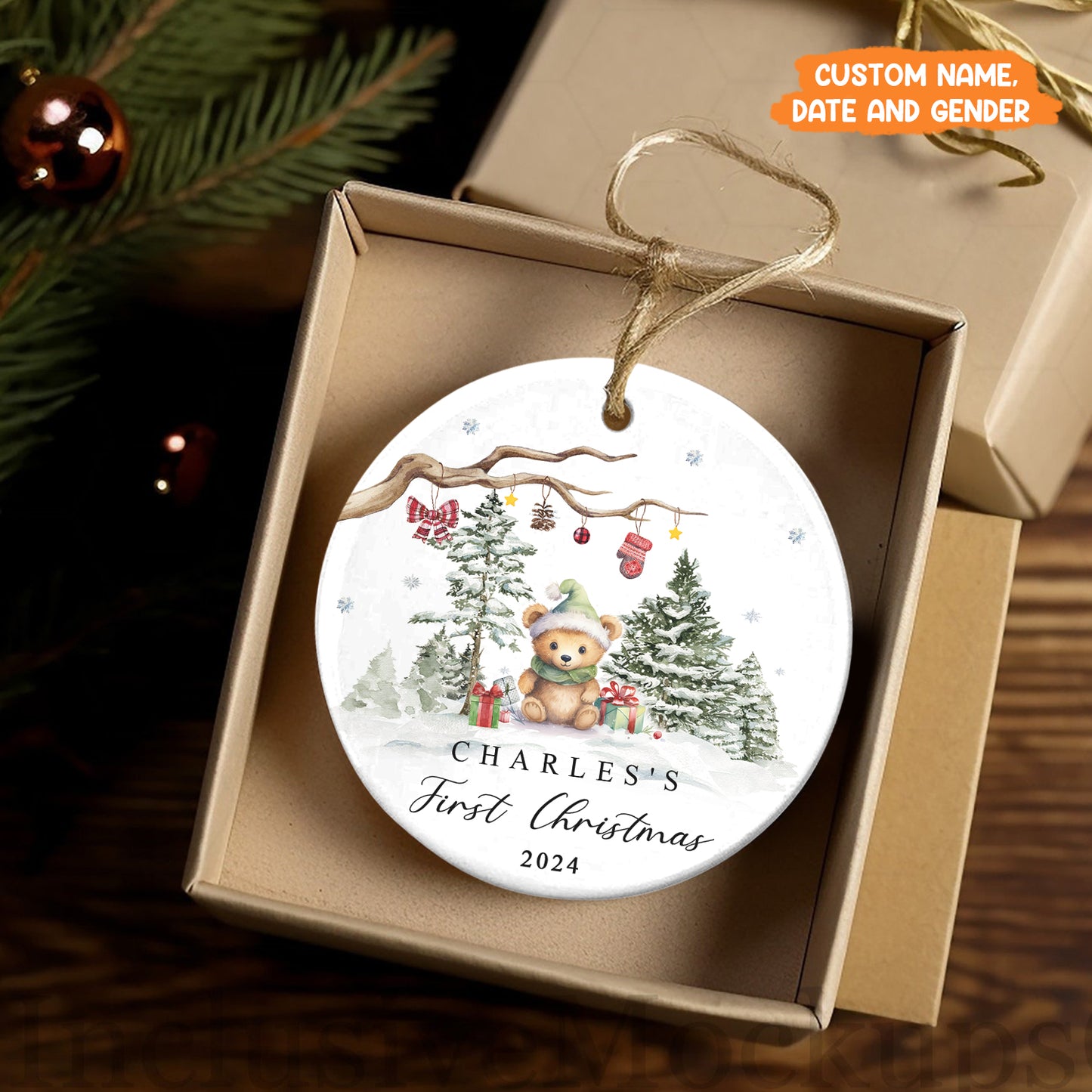 Petthouse | Personalized Baby's 1st Christmas Ornament, New Baby Xmas Gift, Baby's First Christmas Decoration