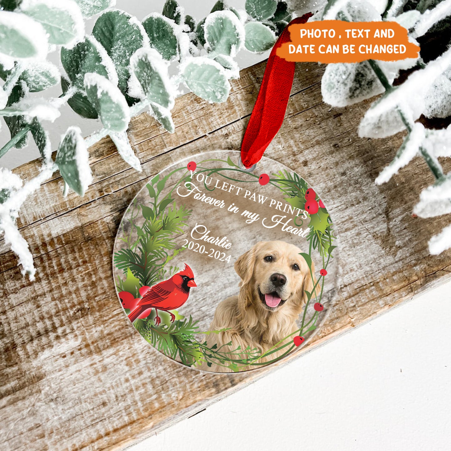 Petthouse | Customized Dog Photo Memorial Ornament, Memorial Dog Ornament, In Loving Memory