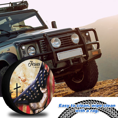 Petthouse | Jesus Blessings Grunge Usa Flag Spare Tire Cover Dad Godfather Gift Jesus Is My Lord