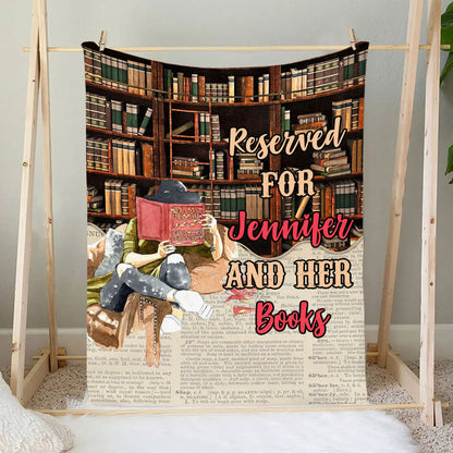 Petthouse | Bookworm Personalized Fleece Blanket, Reading Peeking Reserved For And Her Books Sofa Blanket