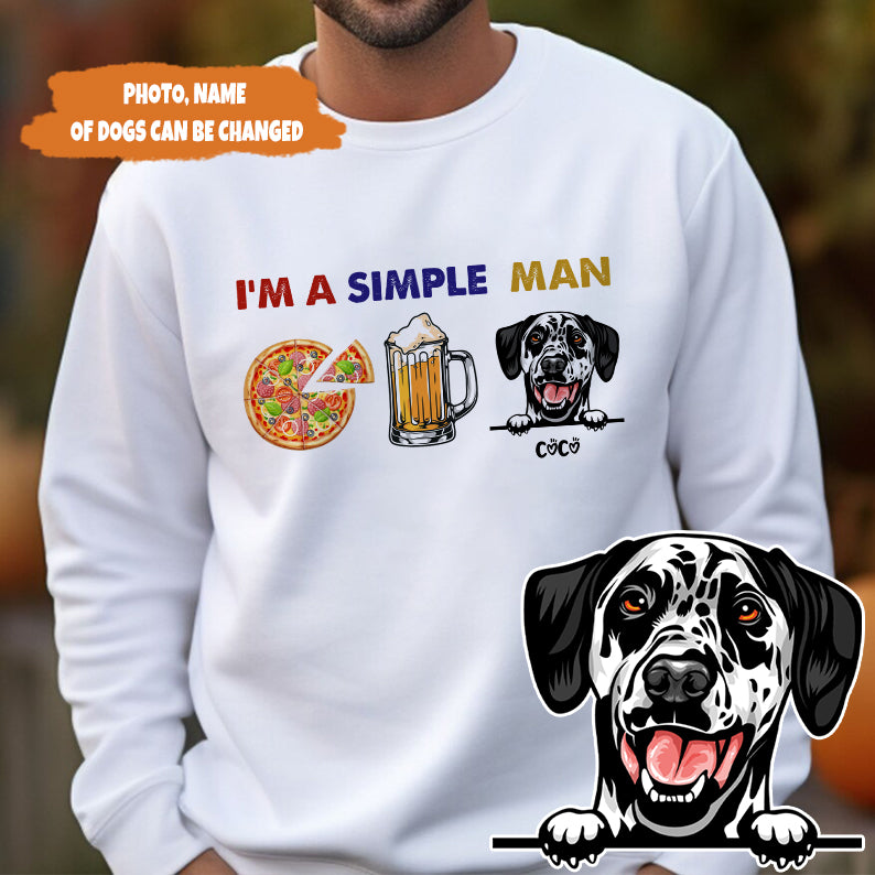 Petthouse | Customized Funny Dog Beer Pizza Shirt, I'm A Simple Man Shirt, Father's Day Gift