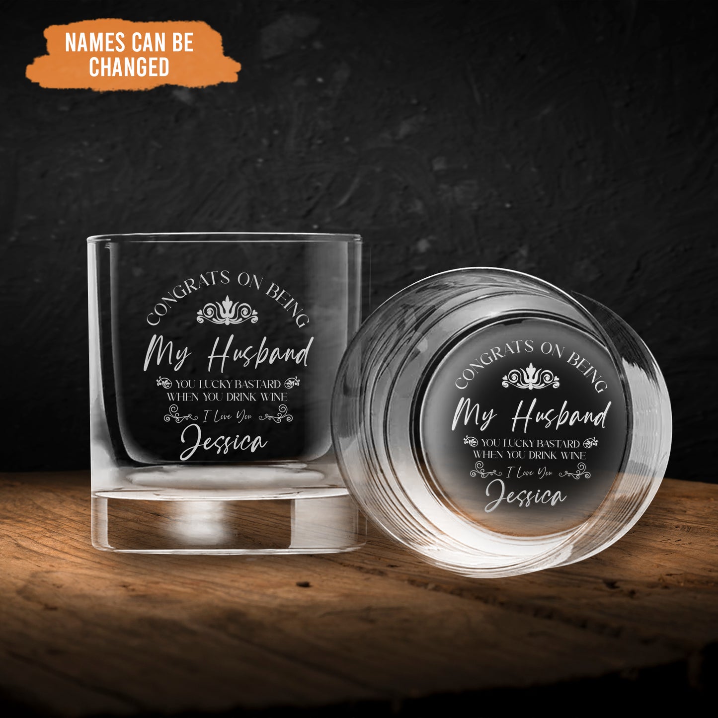 Petthouse | Custom Congrats On Being My Husband Whiskey Glass, For Husband, Whiskey Glass For Him