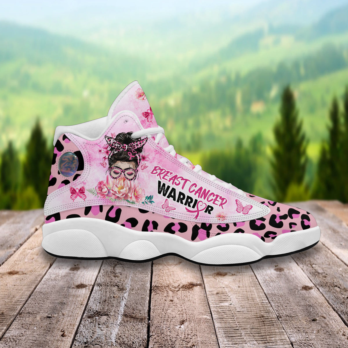 Petthouse | Personalized Name Breast Cancer Awareness Shoes, Breast Cancer Warrior Girl, Pink Ribbon Basketball Shoes, Breast Cancer Gifts