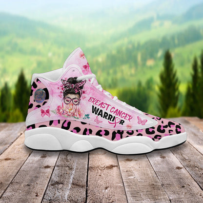 Petthouse | Personalized Name Breast Cancer Awareness Shoes, Breast Cancer Warrior Girl, Pink Ribbon Basketball Shoes, Breast Cancer Gifts