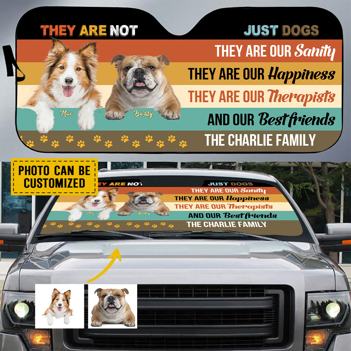 Petthouse | Windshield Sun Shade Dogs Not Just Dogs Car Sun Shade Windshield Customized Sunshade