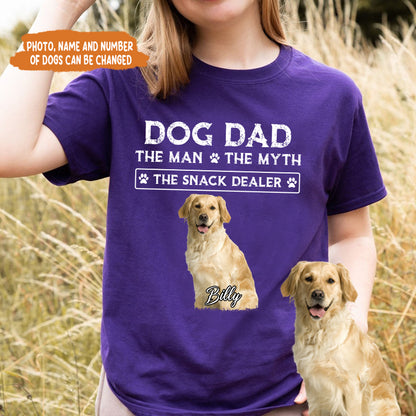 Petthouse | Dog Dad The Man The Myth The Snack Dealer Personalized Custom Photo Dog Dad Shirt