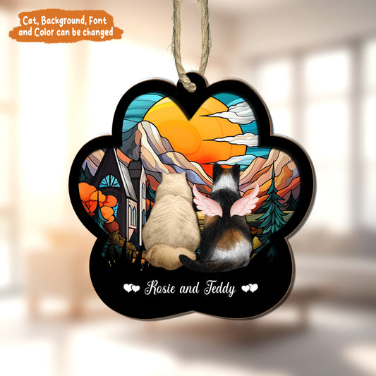 Petthouse | Customized Cat Memorial Suncatcher, Cat With Wings Loss Of Cat Remembrance Gift, Home Decor