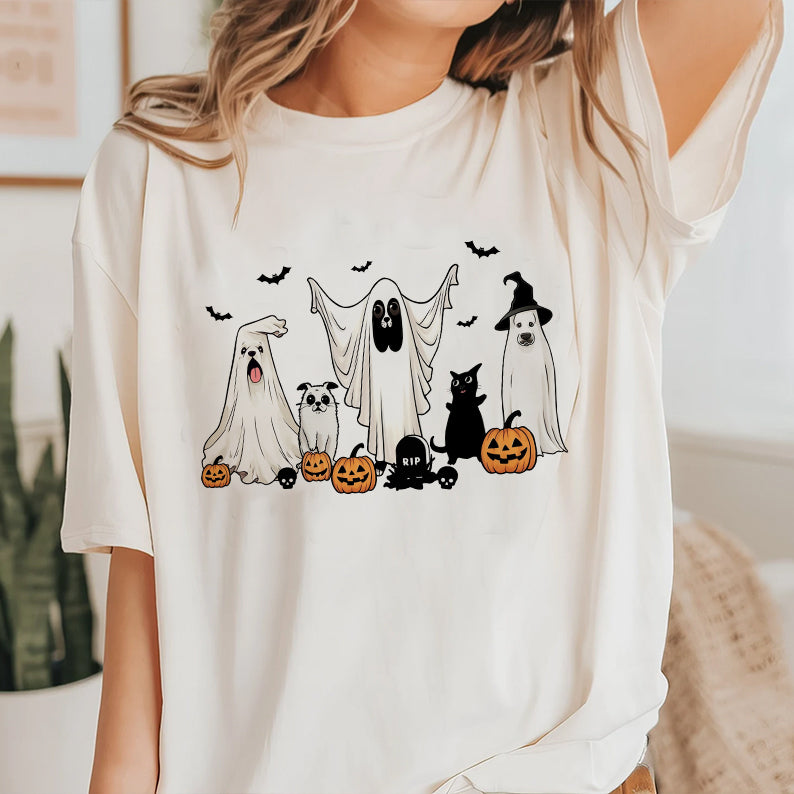 Petthouse | Cute Ghost Dog Shirt, Halloween Dog Shirt, Spooky Season Dog Vibes Shirt, Halloween Shirt