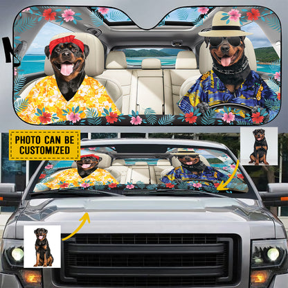 Petthouse | Rottweiler Hawaii Summer Sunshade For Car Customized Windshield Sunshade For Dog Mom Dog Dad