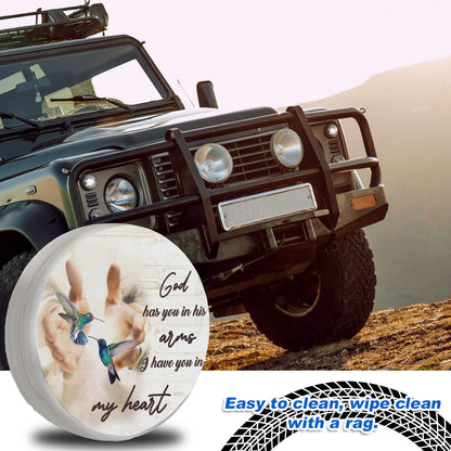 Petthouse | God Has You In His Arms Spare Tire Cover Jesus Believer Tire Protector Valentine's Gift Tire