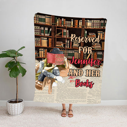 Petthouse | Bookworm Personalized Fleece Blanket, Reading Peeking Reserved For And Her Books Sofa Blanket