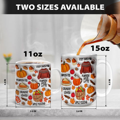 Petthouse | Pumpkin Spice Latter Mug, Fall Season 3d Inflated Effect Mug, Fall Vibes Mug Gifts For Mom