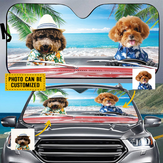 Petthouse | Car Sunshade Dog Sunshade Custom Photo Windshield Sun Shade Cute Poodle Beach Hawaii Car