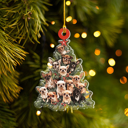 Petthouse | Adorable Chihuahua Christmas Tree Ornament Hanging, Christmas Ornament, Gift For Dog Mom