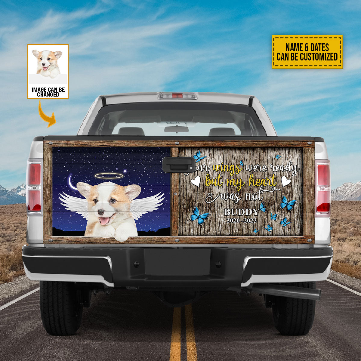 Petthouse | Loss Dog Truck Tailgate Decal Corgi Your Wings Were Ready Memorial Dog Tailgate