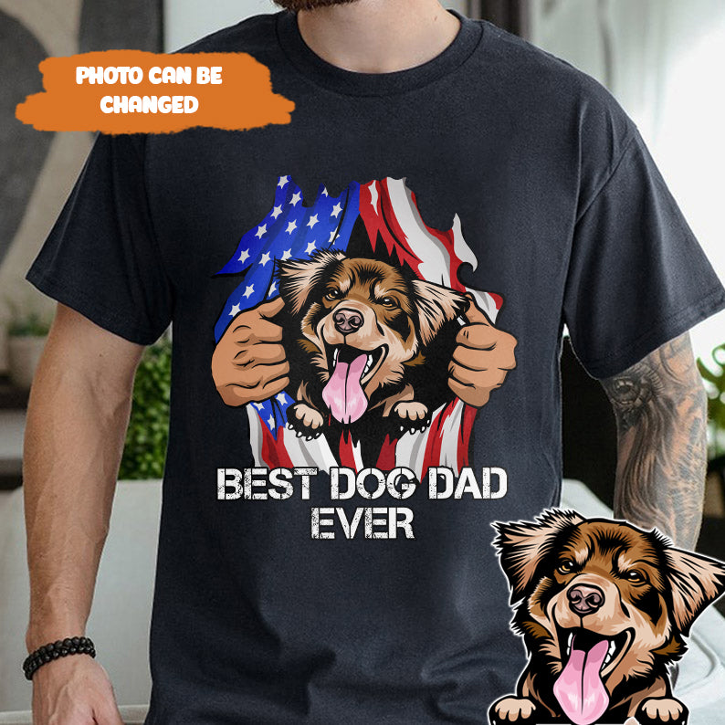 Petthouse | Personalized Best Dog Dad Ever Shirt, Independence Day Dog Father's Gift Dog Lovers