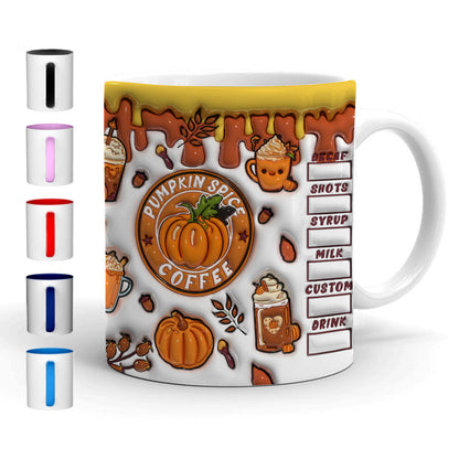 Petthouse | Pumpkin Spice Coffee 3d Inflated Mug, Coffee Fall Autumn Season Gift Aesthetic Teacup Fall