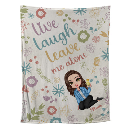 Petthouse | Personalized Leave Me Alone Cozy Blanket, Mental Health Fleece Blanket, Floral Pattern Throw Blanket