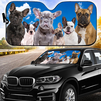 Petthouse | French Bulldog Windshield Sunshade Adorable Dog Sunshade Car Accessories Christmas Decor Car