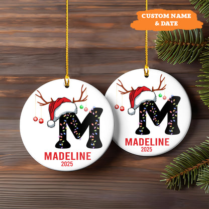 Petthouse | Personalized Letter Name Ornament Family Christmas Ornament, Monogram Alphabet Xmas Ornament