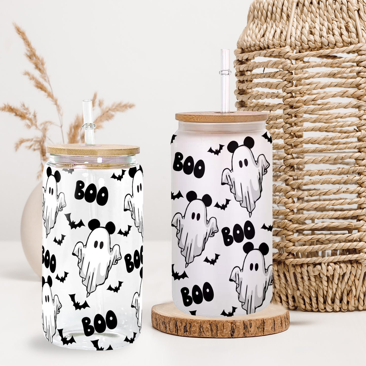 Petthouse | Ghost Boo Halloween Glass Can Wrap, Halloween Libbey Glass Can, Libbey Glass Can