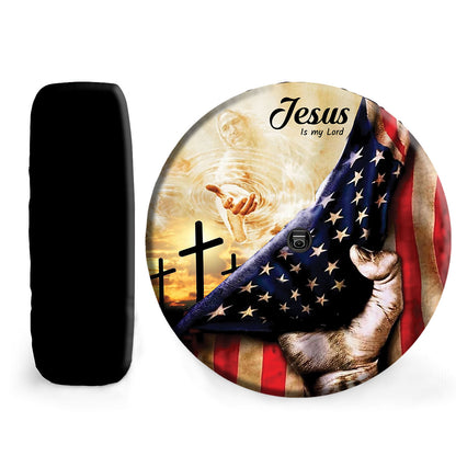 Petthouse | Jesus Blessings Grunge Usa Flag Spare Tire Cover Dad Godfather Gift Jesus Is My Lord