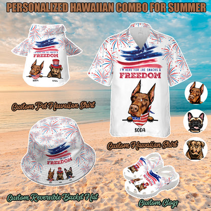 Petthouse | Personalized Dog 4th Of July Hawaiian Shirt, I'm Here For The Snacks & Freedom