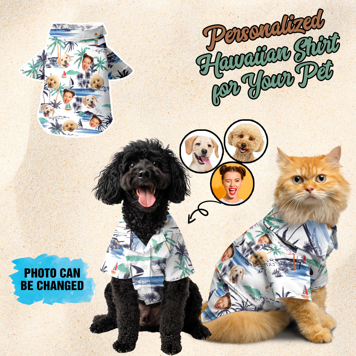 Petthouse | Custom With Pet Face Men Women Funny Hawaiian Shirts, Tropical Floral For Beach Gifts