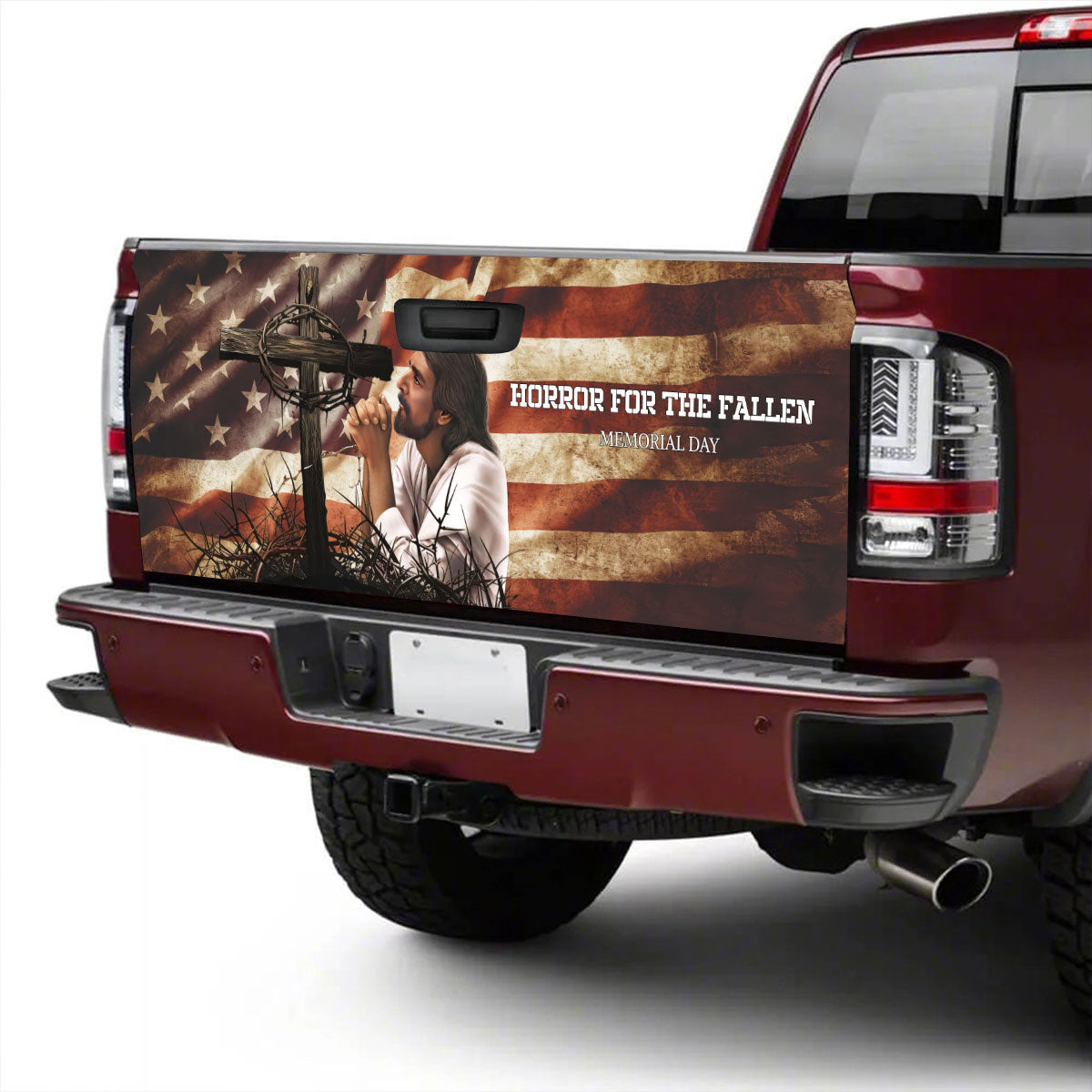 Petthouse | Jesus Praying Cross Tailgate Wraps For Trucks American Flag Truck Tailgate Wrap Independence Day Gift