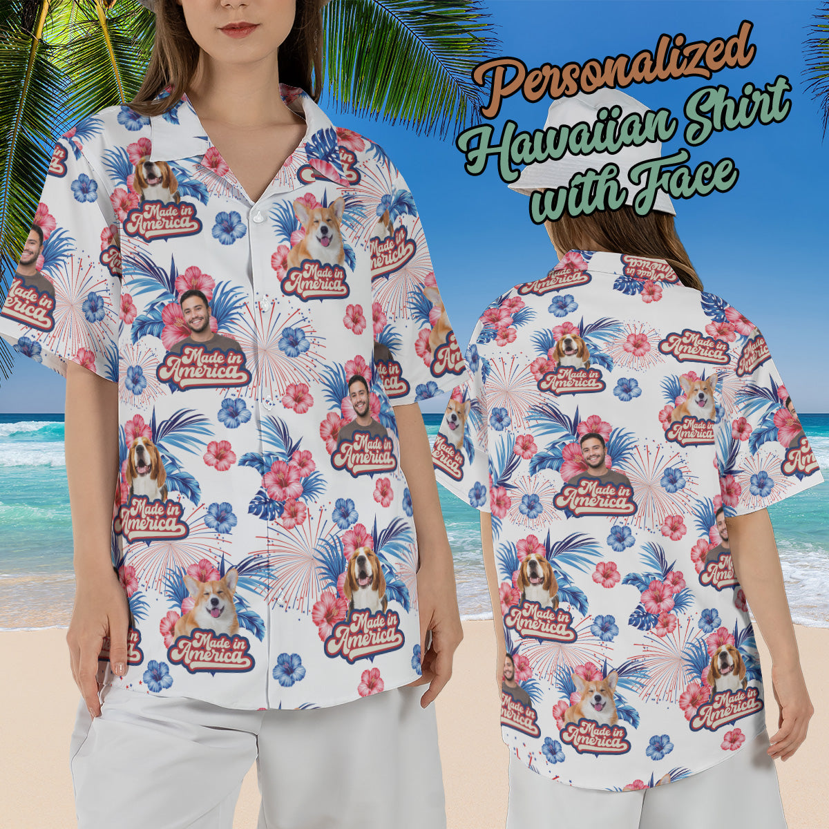 Petthouse | Custom Dog Hawaiian Shirt, Dog Made In America Shirt, Dog 4th Of July, Gift Dog Lovers