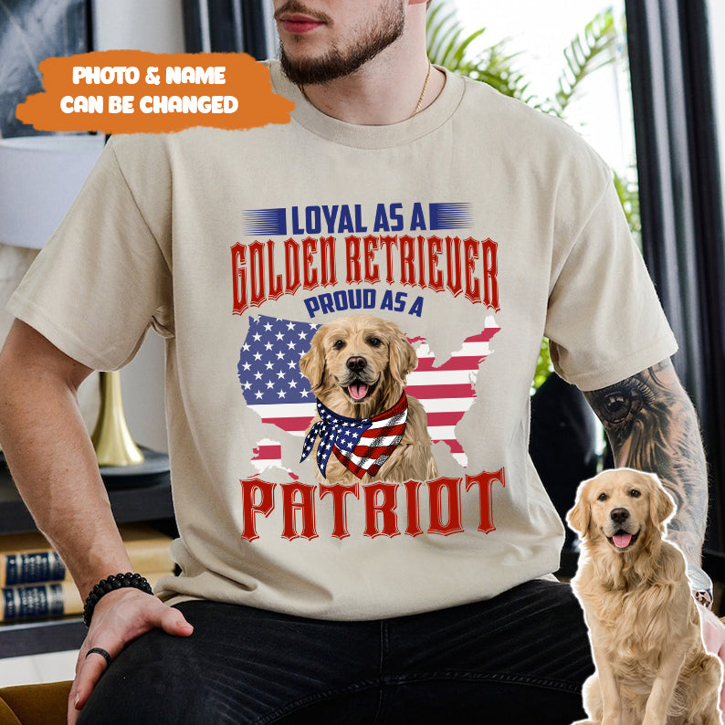 Petthouse | Personalized Dog Photo Proud As A Patriot T Shirt,  4th Of July Shirt Gift For Dog Lover